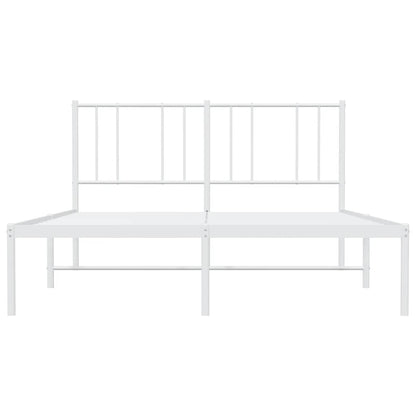 Metal Bed Frame without Mattress with Headboard White 135x190cm