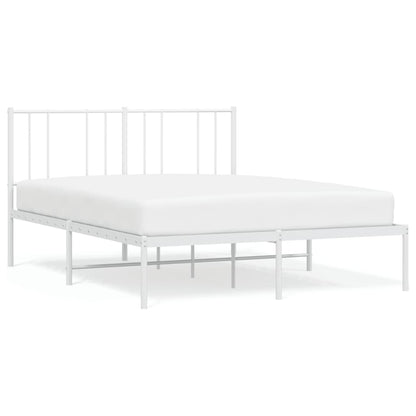 Metal Bed Frame without Mattress with Headboard White 140x200cm