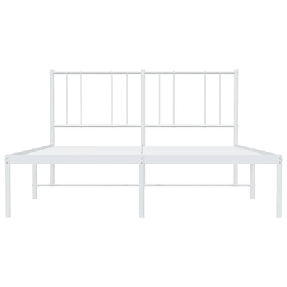 Metal Bed Frame without Mattress with Headboard White 140x200cm
