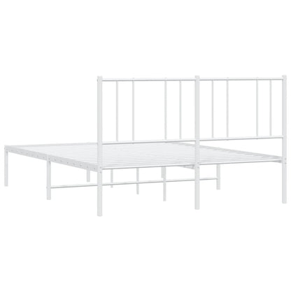 Metal Bed Frame without Mattress with Headboard White 140x200cm