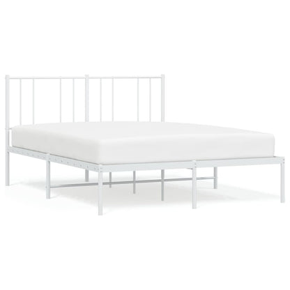 Metal Bed Frame without Mattress with Headboard White 160x200cm