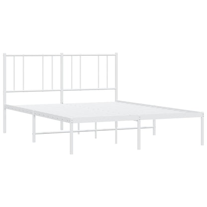 Metal Bed Frame without Mattress with Headboard White 160x200cm