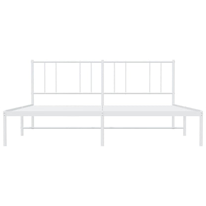 Metal Bed Frame without Mattress with Headboard White 180x200cm