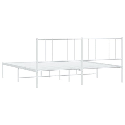 Metal Bed Frame without Mattress with Headboard White 180x200cm