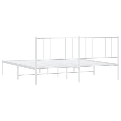 Metal Bed Frame without Mattress with Headboard White 193x203cm