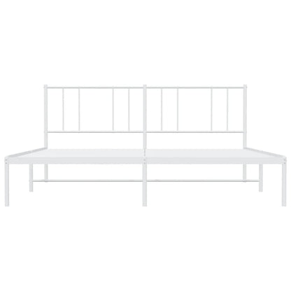 Metal Bed Frame without Mattress with Headboard White 200x200cm