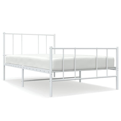 Metal Bed Frame without Mattress with Footboard White 80x200cm