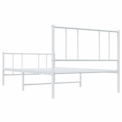 Metal Bed Frame without Mattress with Footboard White 80x200cm