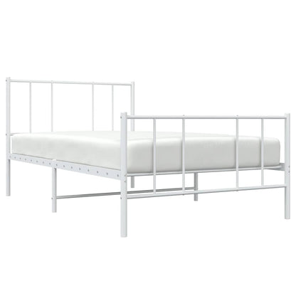 Metal Bed Frame without Mattress with Footboard White 90x190cm