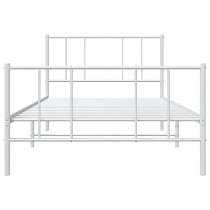 Metal Bed Frame without Mattress with Footboard White 90x190cm