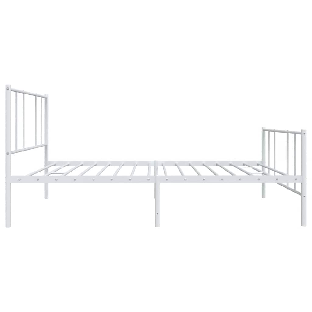 Metal Bed Frame without Mattress with Footboard White 90x190cm