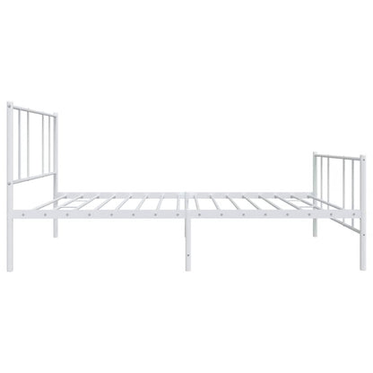 Metal Bed Frame without Mattress with Footboard White 90x190cm