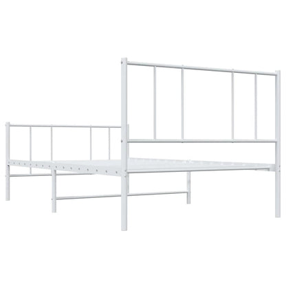Metal Bed Frame without Mattress with Footboard White 90x190cm