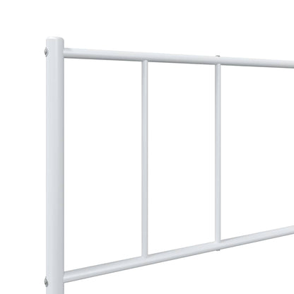 Metal Bed Frame without Mattress with Footboard White 90x190cm