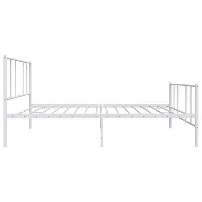 Metal Bed Frame without Mattress with Footboard White 100x190cm