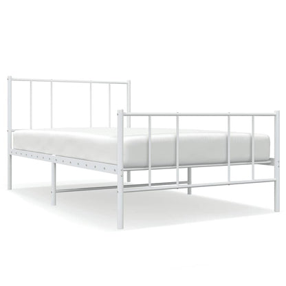 Metal Bed Frame without Mattress with Footboard White 100x200cm