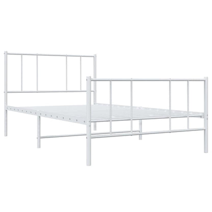 Metal Bed Frame without Mattress with Footboard White 100x200cm