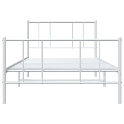 Metal Bed Frame without Mattress with Footboard White 100x200cm