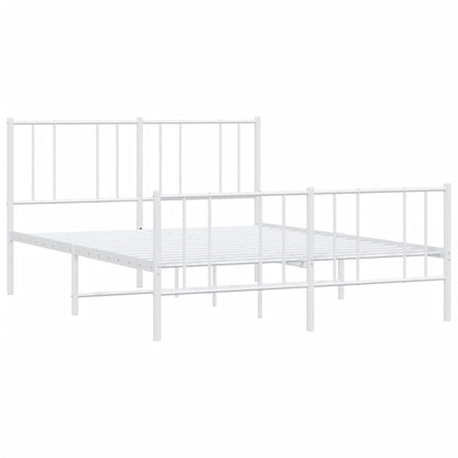 Metal Bed Frame without Mattress with Footboard White 120x190cm