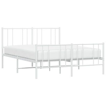 Metal Bed Frame without Mattress with Footboard White 120x190cm