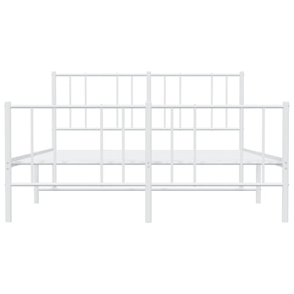 Metal Bed Frame without Mattress with Footboard White 120x190cm