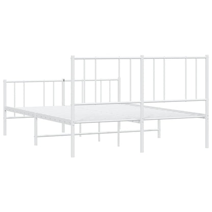 Metal Bed Frame without Mattress with Footboard White 120x190cm
