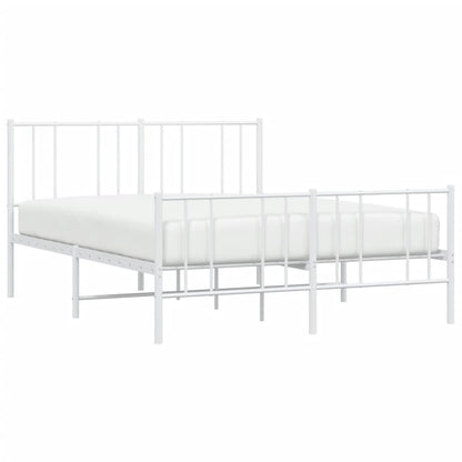 Metal Bed Frame without Mattress with Footboard White 120x200cm