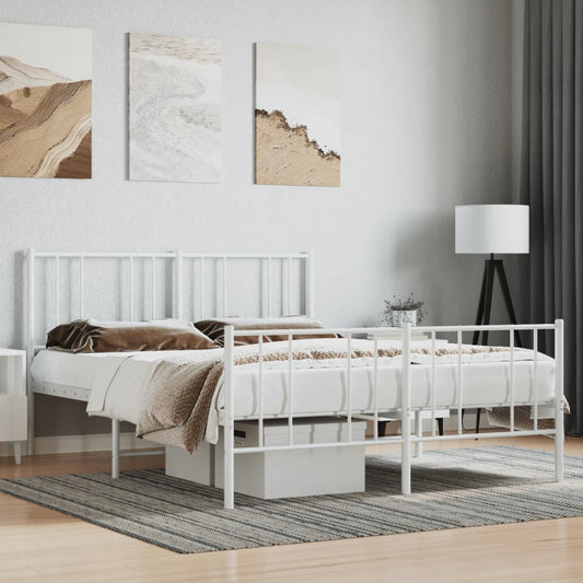 Metal Bed Frame without Mattress with Footboard White 120x200cm