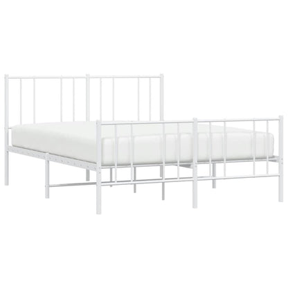 Metal Bed Frame without Mattress with Footboard White 135x190cm