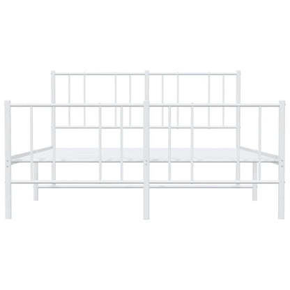 Metal Bed Frame without Mattress with Footboard White 135x190cm