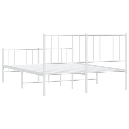 Metal Bed Frame without Mattress with Footboard White 135x190cm