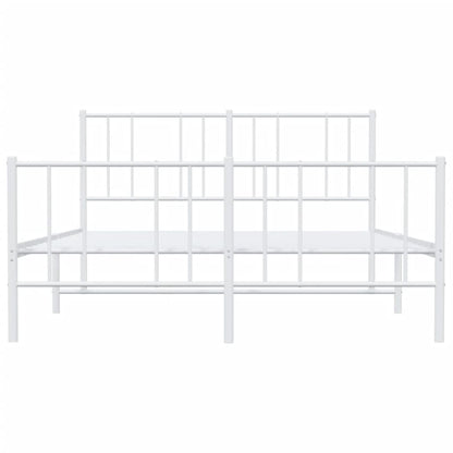 Metal Bed Frame without Mattress with Footboard White 140x200cm