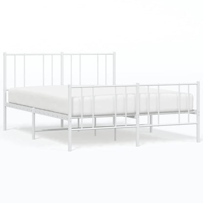 Metal Bed Frame without Mattress with Footboard White 150x200cm