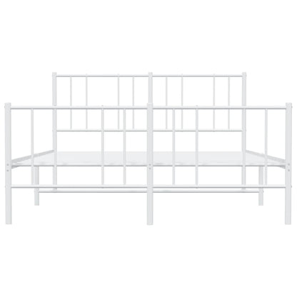 Metal Bed Frame without Mattress with Footboard White 150x200cm