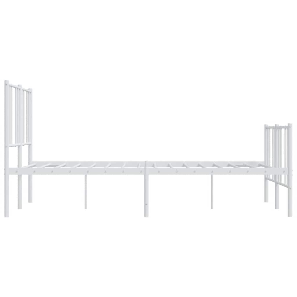 Metal Bed Frame without Mattress with Footboard White 150x200cm