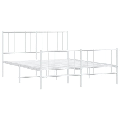 Metal Bed Frame without Mattress with Footboard White 160x200cm