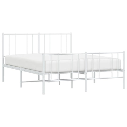 Metal Bed Frame without Mattress with Footboard White 160x200cm