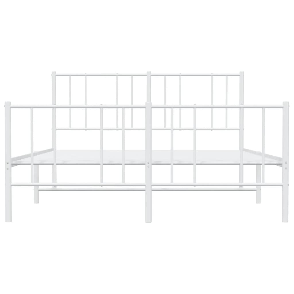 Metal Bed Frame without Mattress with Footboard White 160x200cm