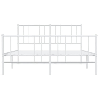 Metal Bed Frame without Mattress with Footboard White 160x200cm