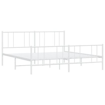 Metal Bed Frame without Mattress with Footboard White 180x200cm