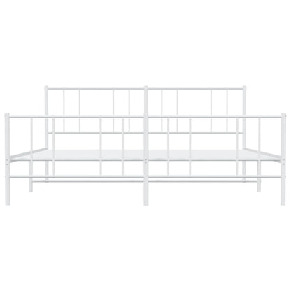 Metal Bed Frame without Mattress with Footboard White 180x200cm