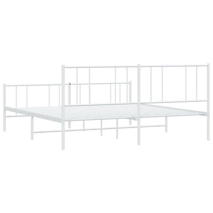 Metal Bed Frame without Mattress with Footboard White 180x200cm