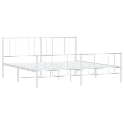 Metal Bed Frame without Mattress with Footboard White 183x213cm