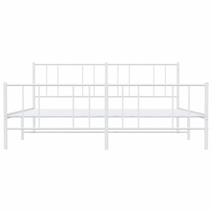 Metal Bed Frame without Mattress with Footboard White 183x213cm
