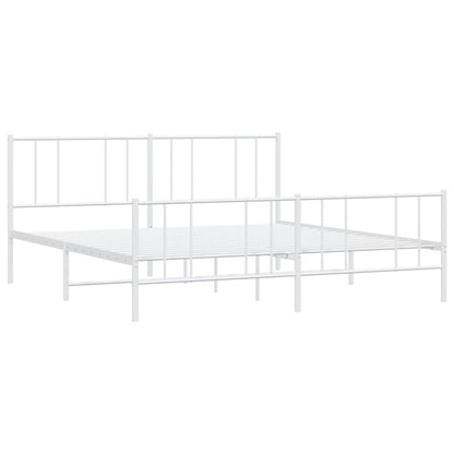 Metal Bed Frame without Mattress with Footboard White 193x203cm