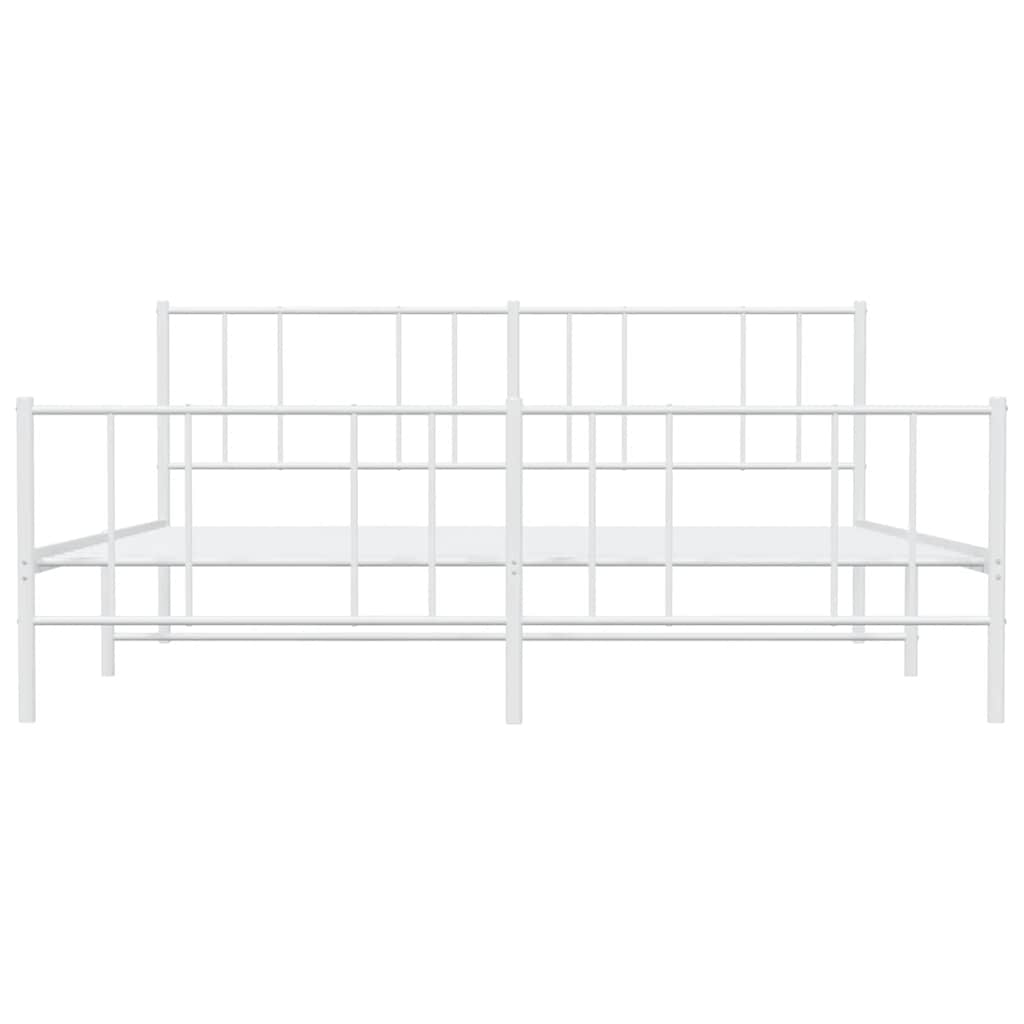 Metal Bed Frame without Mattress with Footboard White 193x203cm