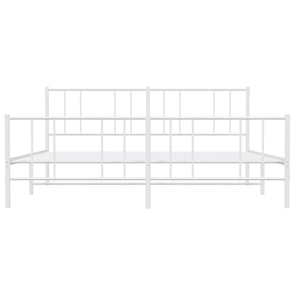 Metal Bed Frame without Mattress with Footboard White 193x203cm