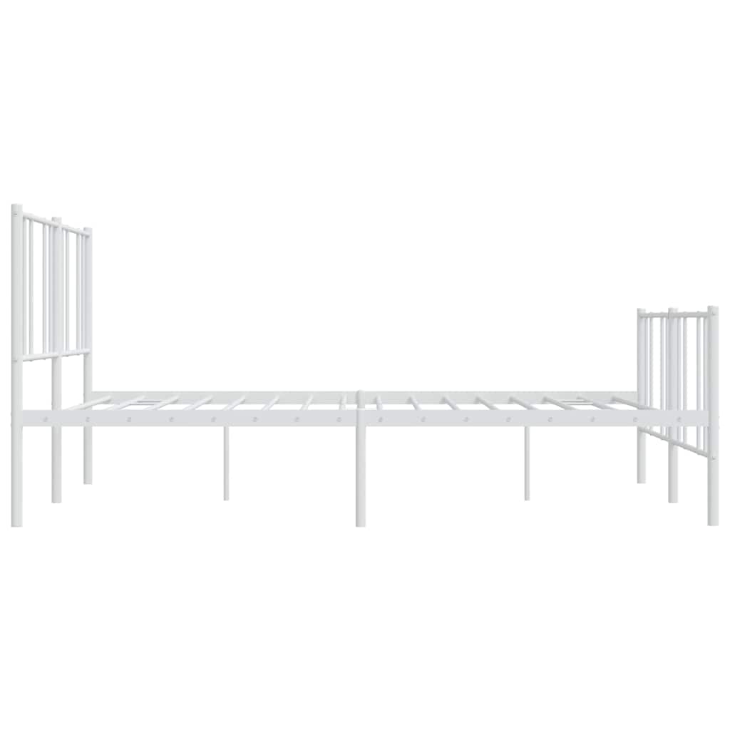 Metal Bed Frame without Mattress with Footboard White 193x203cm