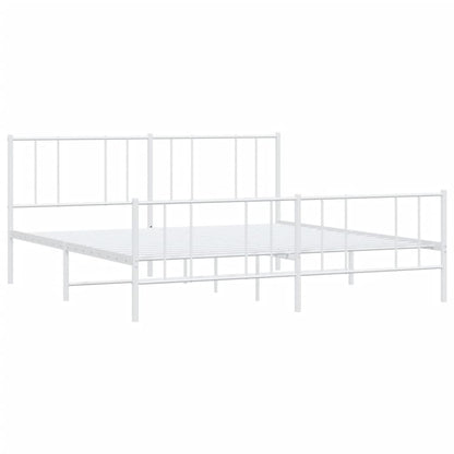 Metal Bed Frame without Mattress with Footboard White 200x200cm
