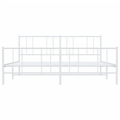 Metal Bed Frame without Mattress with Footboard White 200x200cm